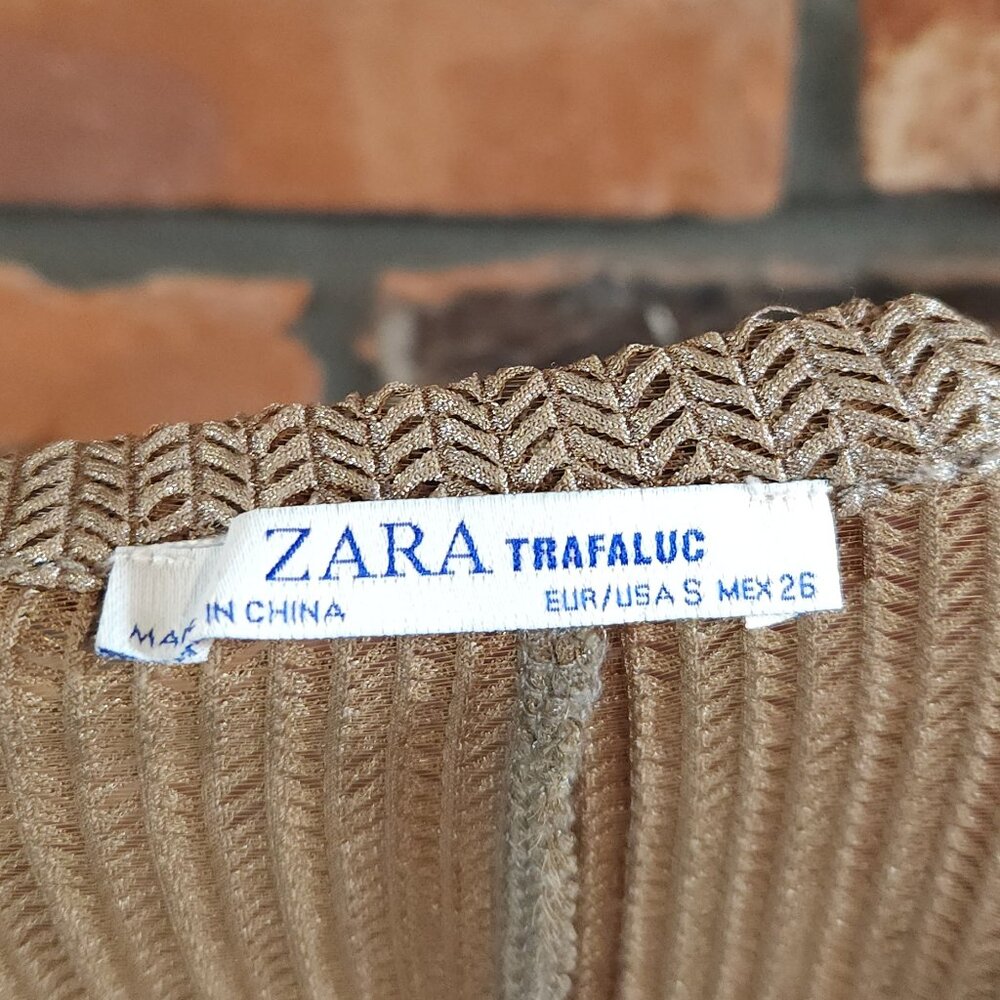 Zara Taupe Open Knit Lightweight Metallic Herringbone Sweater Neutral Women's S - Picture 7 of 7